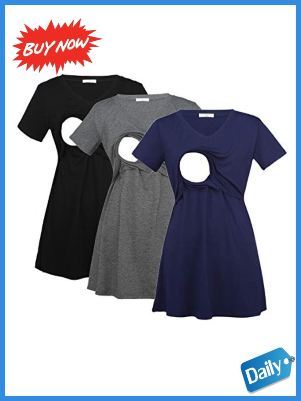 V Neck Nursing Tops Maternity Breastfeeding Tee